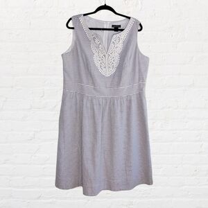 Jessica Howard striped  fit and flare seersucker dress with embroidery